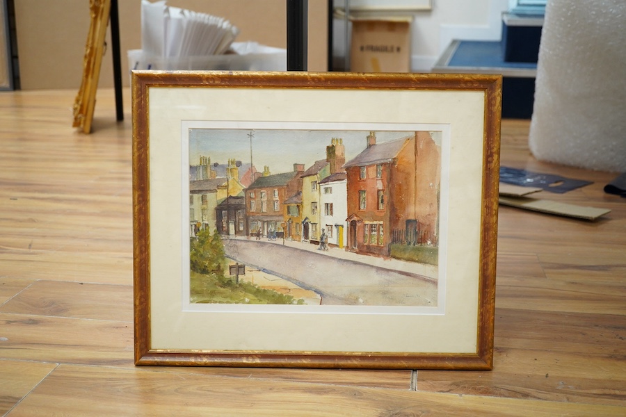 Stanley Nowell, watercolour, ‘Chester Street, Wrexham, North Wales’, signed, details verso, 24 x 34cm. Condition - good